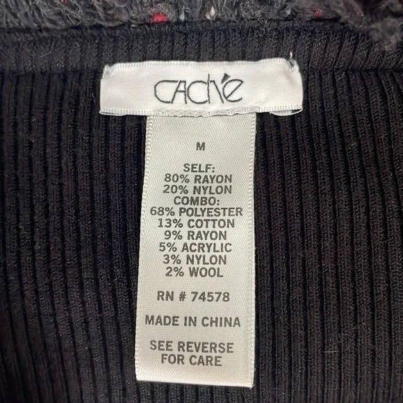 Cache Vintage Blazer Black and Cranberry and Silver Bucle’ Front zips Size M - Picture 6 of 6